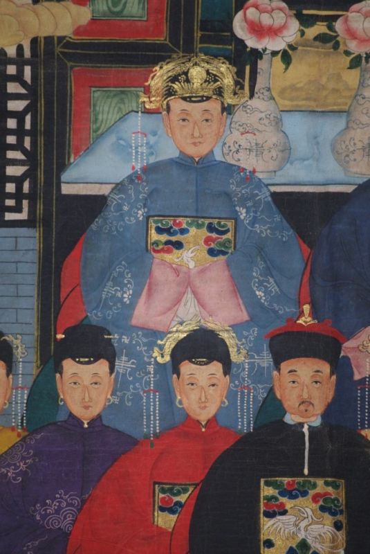 Malereien chinesischer Familie 9 Personen Qing Dynastie 3