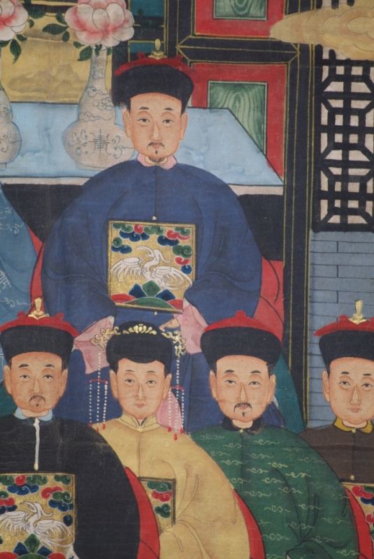 Malereien chinesischer Familie 9 Personen Qing Dynastie 4