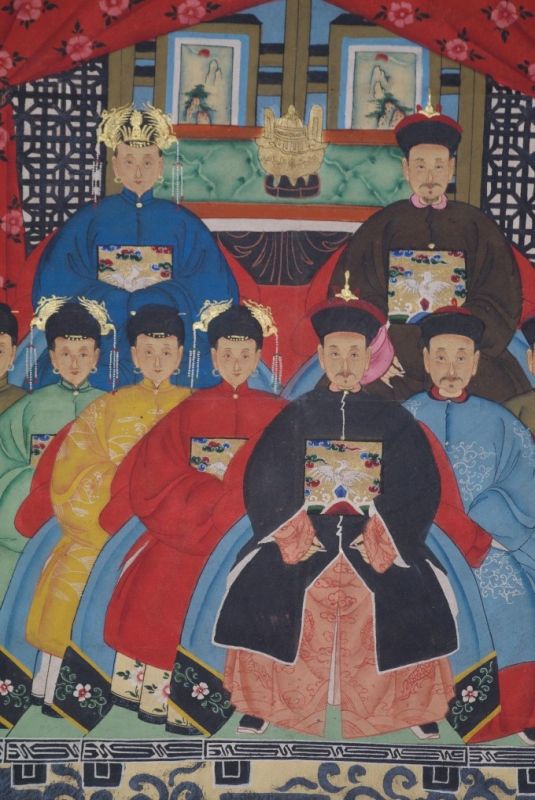 Malereien chinesischer Familie 9 Personen Qing Dynastie 2