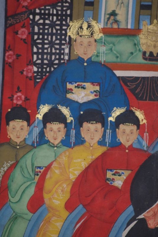 Malereien chinesischer Familie 9 Personen Qing Dynastie 3