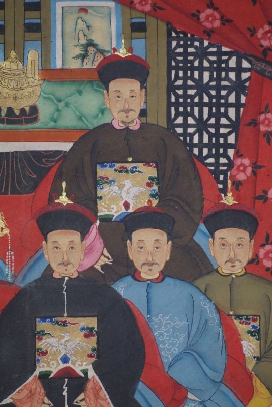 Malereien chinesischer Familie 9 Personen Qing Dynastie 4