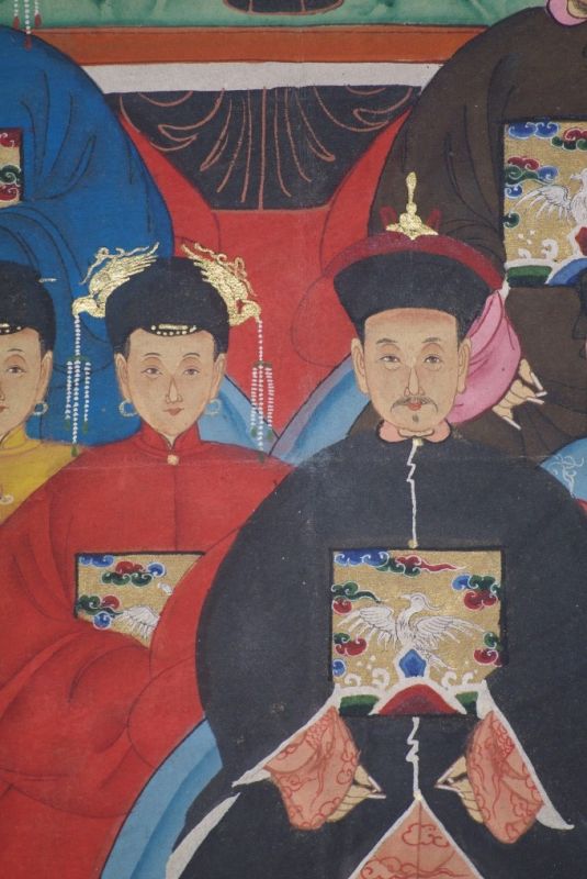 Malereien chinesischer Familie 9 Personen Qing Dynastie 5