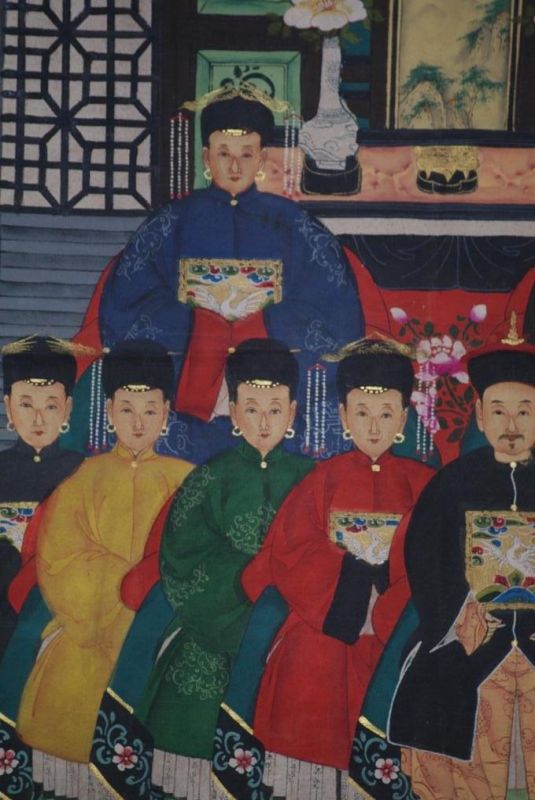 Malereien chinesischer Familie 9 Personen Qing Dynastie 3