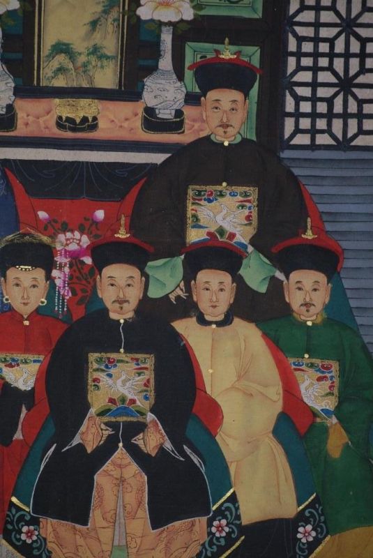 Malereien chinesischer Familie 9 Personen Qing Dynastie 4