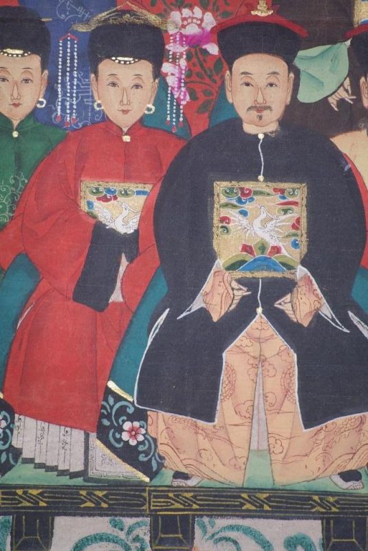 Malereien chinesischer Familie 9 Personen Qing Dynastie 5