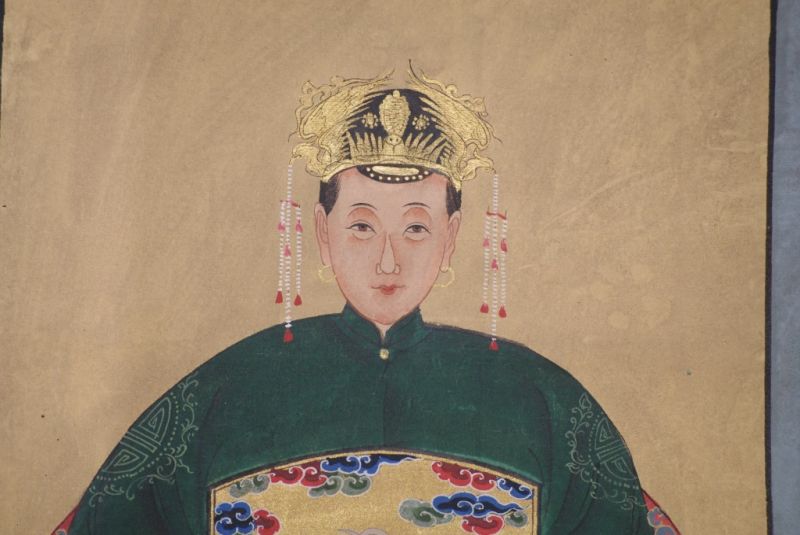 Malereien chinesischer Familie Grün Personen Qing Dynastie 3