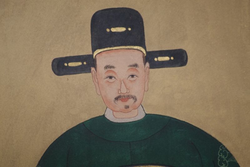 Malereien chinesischer Familie Grün Personen Qing Dynastie 4