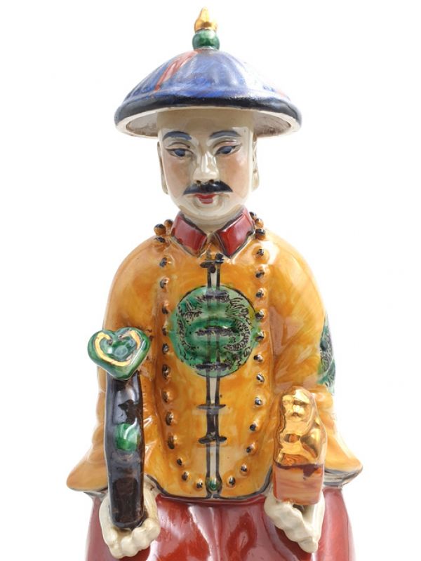 Mandarin-Chinesisch polychrome Statue Sitzenden 3