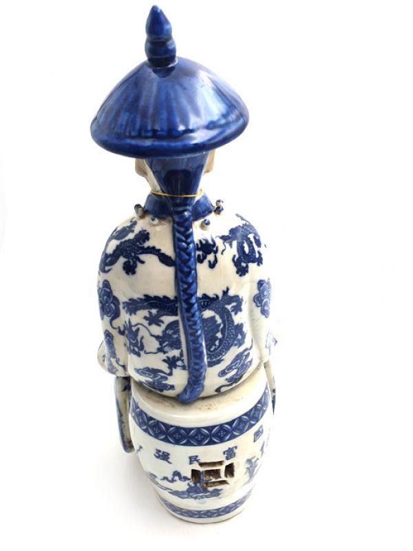 Mandarin-Chinesisch weiss und blau Statue Sitzenden 5