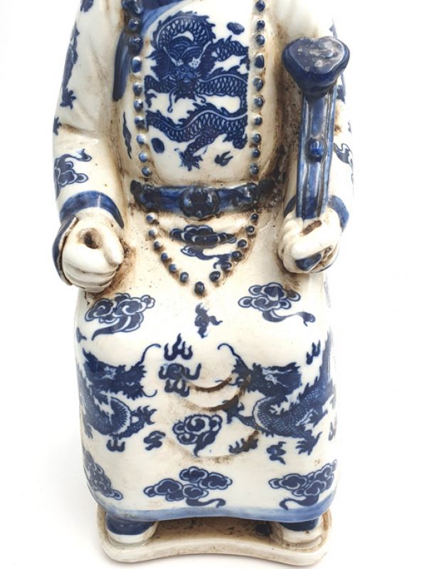 Mandarin-Chinesisch weiss und blau Statue Sitzenden L 3