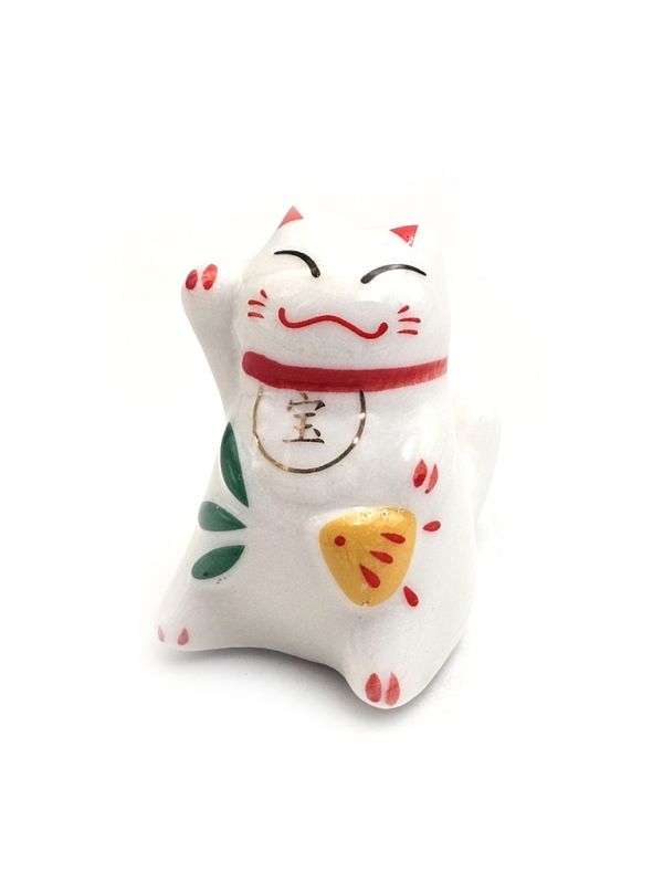 Maneki-neko miniature japonais - Chat porte-bonheur en céramique 4,5 cm