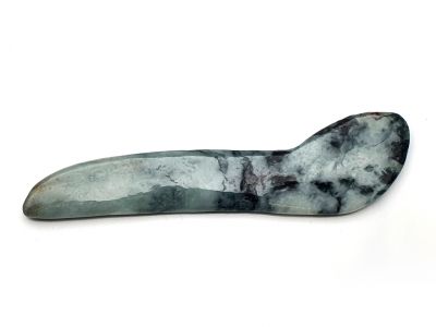 Médecine traditionnelle chinoise - Bâton Gua Sha en Jade - Vert et Blanc - Translucide