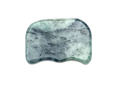 Médecine traditionnelle chinoise - Gua Sha concave inversé en Jade - Vert Foncé / Translucide