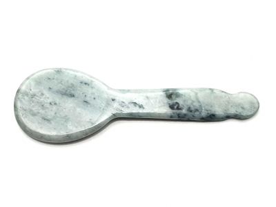 Médecine traditionnelle chinoise - Gua Sha cuillère en Jade - Blanc et Vert tacheté