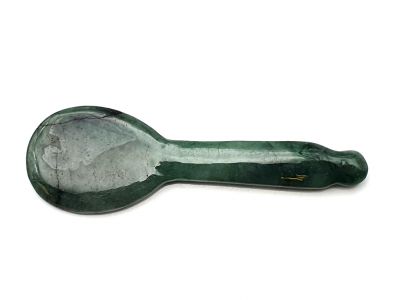 Médecine traditionnelle chinoise - Gua Sha cuillère en Jade - Catégorie A - Vert foncé translucide Médecine traditionnelle chinoise - Gua Sha cuillère en Jade - Catégorie A - Vert foncé translucide