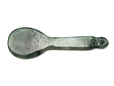 Médecine traditionnelle chinoise - Gua Sha cuillère en Jade - Vert translucide / Vert impérial