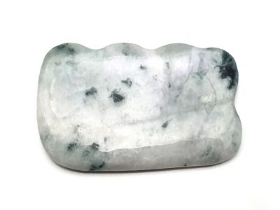 Médecine traditionnelle chinoise - Gua Sha ondulé en Jade - Blanc tache verte Médecine traditionnelle chinoise - Gua Sha ondulé en Jade - Blanc tache verte