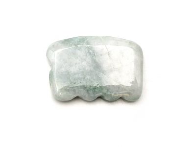 Médecine traditionnelle chinoise - Mini Gua Sha ondulé en Jade - Blanc / Vert clair