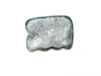 Médecine traditionnelle chinoise - Mini Gua Sha ondulé en Jade - Vert Foncé / Transparent