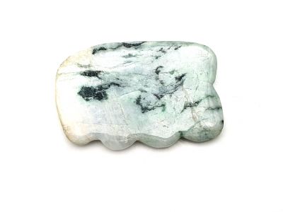 Médecine traditionnelle chinoise - Mini Gua Sha ondulé en Jade - Vert tacheté