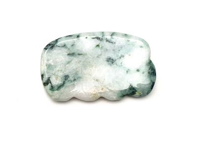 Médecine traditionnelle chinoise - Mini Gua Sha ondulé en Jade - Vert tacheté