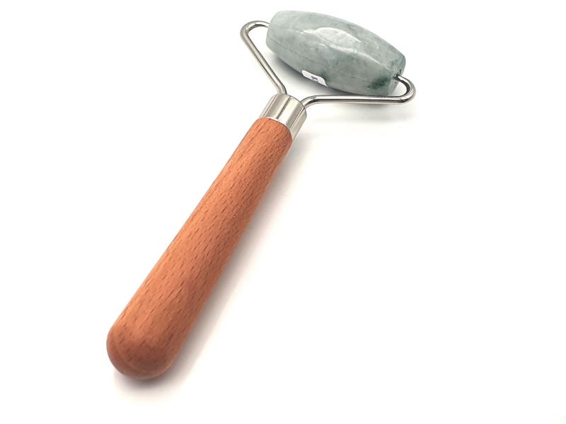 Medicina china - Rodillo simple de Jade en Jade real - Verde claro jaspeado 3