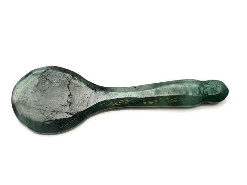 Medicina Tradicional China - Cuchara de Jade Gua Sha - Categoría A - Verde oscuro 1