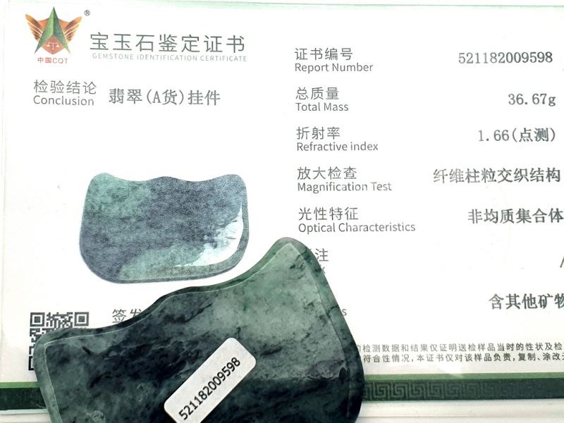 Medicina Tradicional China - Gua Sha cóncavo Invertido en Jade - Verde Oscuro / Translúcido 2