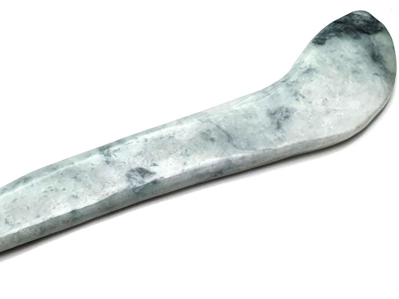 Medicina Tradicional China - Jade Gua Sha Stick - Blanco y verde moteado 2