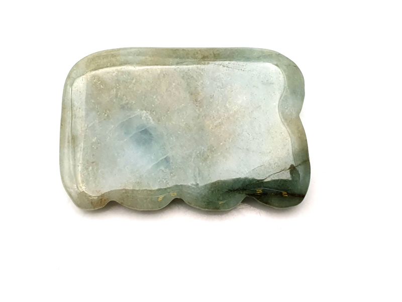 Medicina Tradicional China - Jade Pequeño Ondulado Gua Sha - Verde Imperial 1