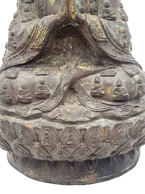Messing Statue Buddha mit kleinen Buddha bedeckt 3