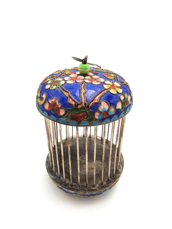 Metal Cloisonné Crickets Boxe Bird Blue 1