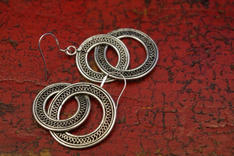 Miao Ethnic Earrings 2 Circles 4