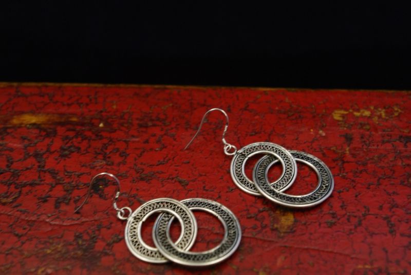 Miao Ethnic Earrings 2 Circles 5