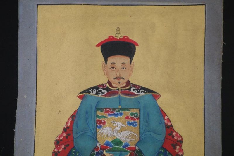 Ming Kleine Ahnenpaare und Kaiser Malerei Blau 3