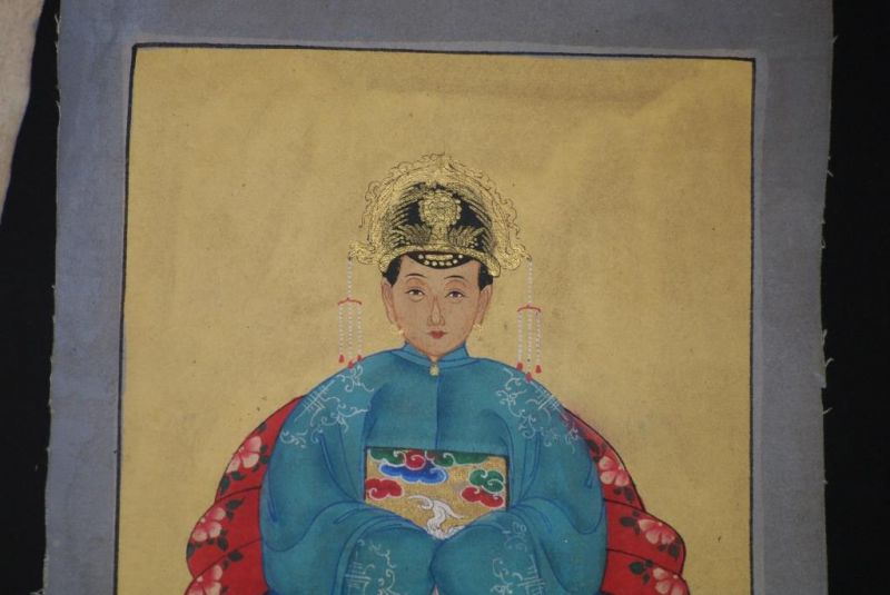 Ming Kleine Ahnenpaare und Kaiser Malerei Blau 4