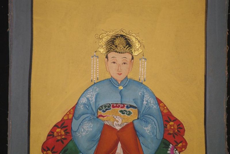 Ming Kleine Ahnenpaare und Kaiser Malerei Blau 3