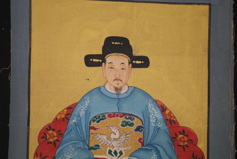 Ming Kleine Ahnenpaare und Kaiser Malerei Blau 4