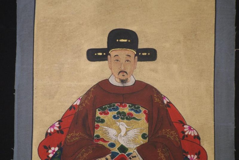 Ming Kleine Ahnenpaare und Kaiser Malerei Bordeauxrot 3