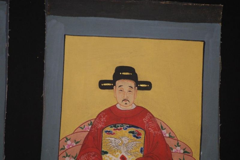 Ming Kleine Ahnenpaare und Kaiser Malerei Dunkelrot 4