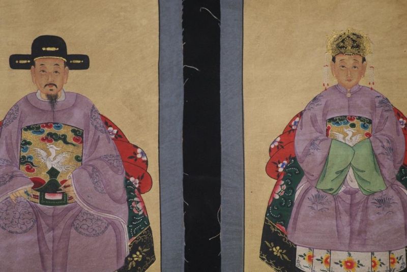 Ming Kleine Ahnenpaare und Kaiser Malerei Fuchsie 2