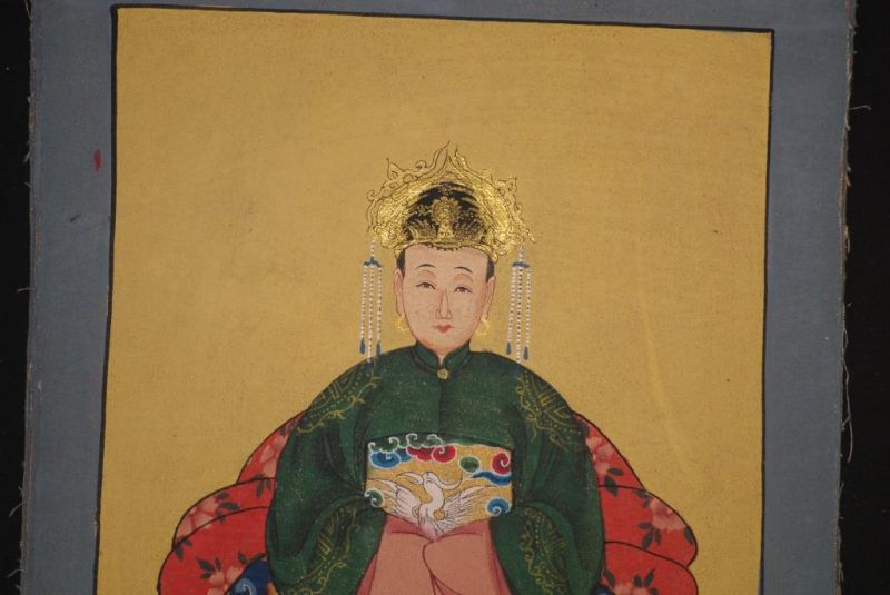 Ming Kleine Ahnenpaare und Kaiser Malerei Grün 3