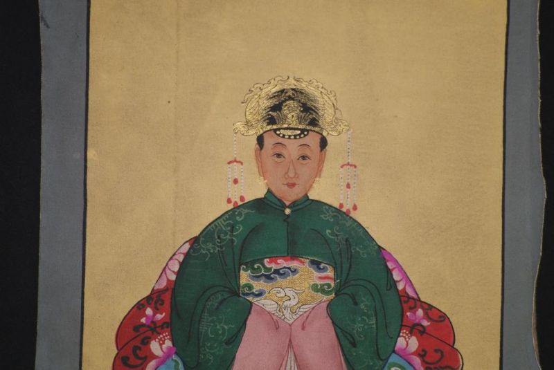 Ming Kleine Ahnenpaare und Kaiser Malerei Grün 3
