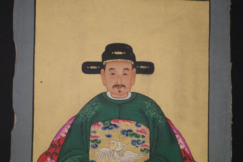 Ming Kleine Ahnenpaare und Kaiser Malerei Grün 4