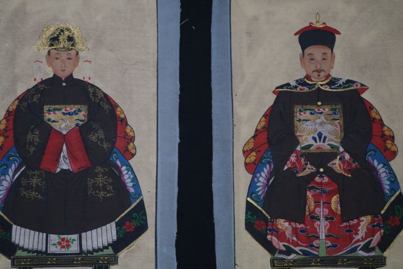 Ming Kleine Ahnenpaare und Kaiser Malerei Khaki 2