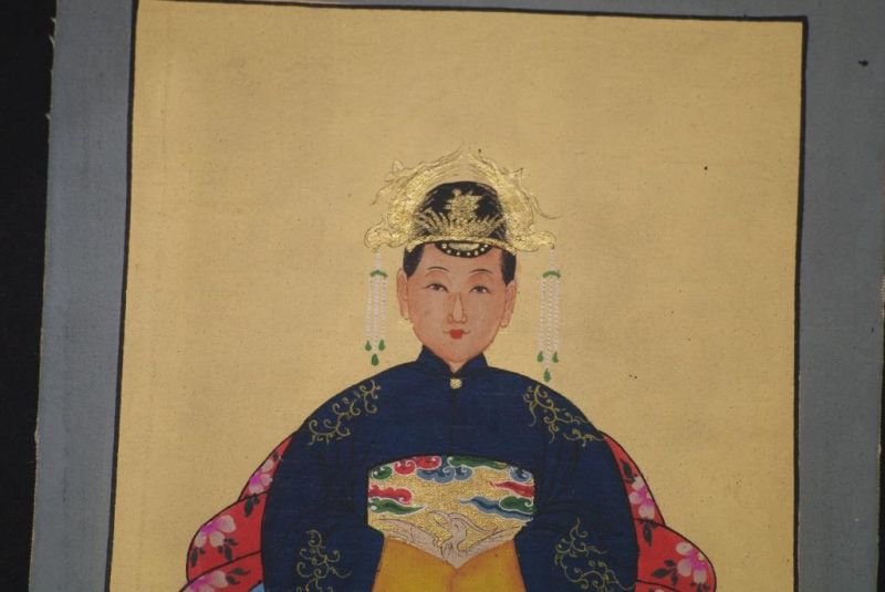 Ming Kleine Ahnenpaare und Kaiser Malerei Marineblau 3