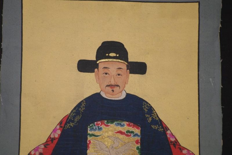 Ming Kleine Ahnenpaare und Kaiser Malerei Marineblau 4
