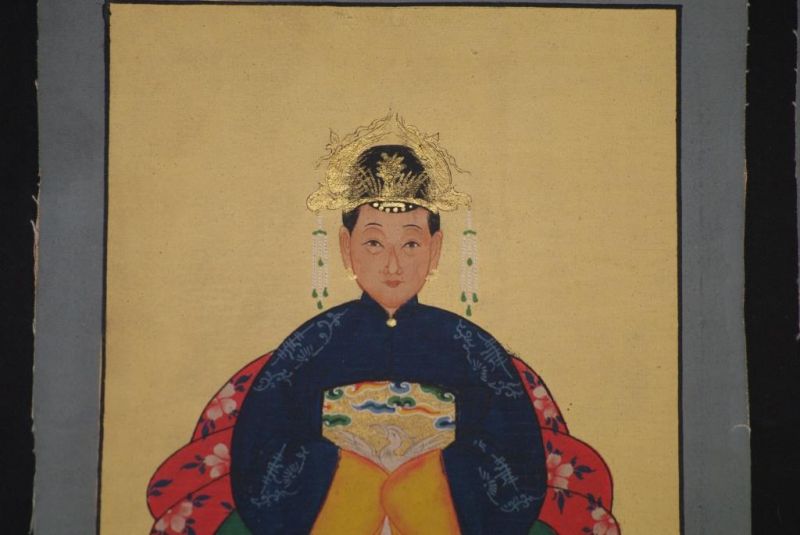 Ming Kleine Ahnenpaare und Kaiser Malerei Marineblau 3