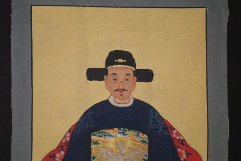 Ming Kleine Ahnenpaare und Kaiser Malerei Marineblau 4