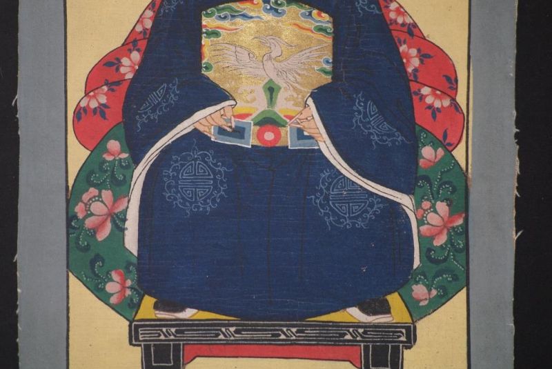 Ming Kleine Ahnenpaare und Kaiser Malerei Marineblau 5